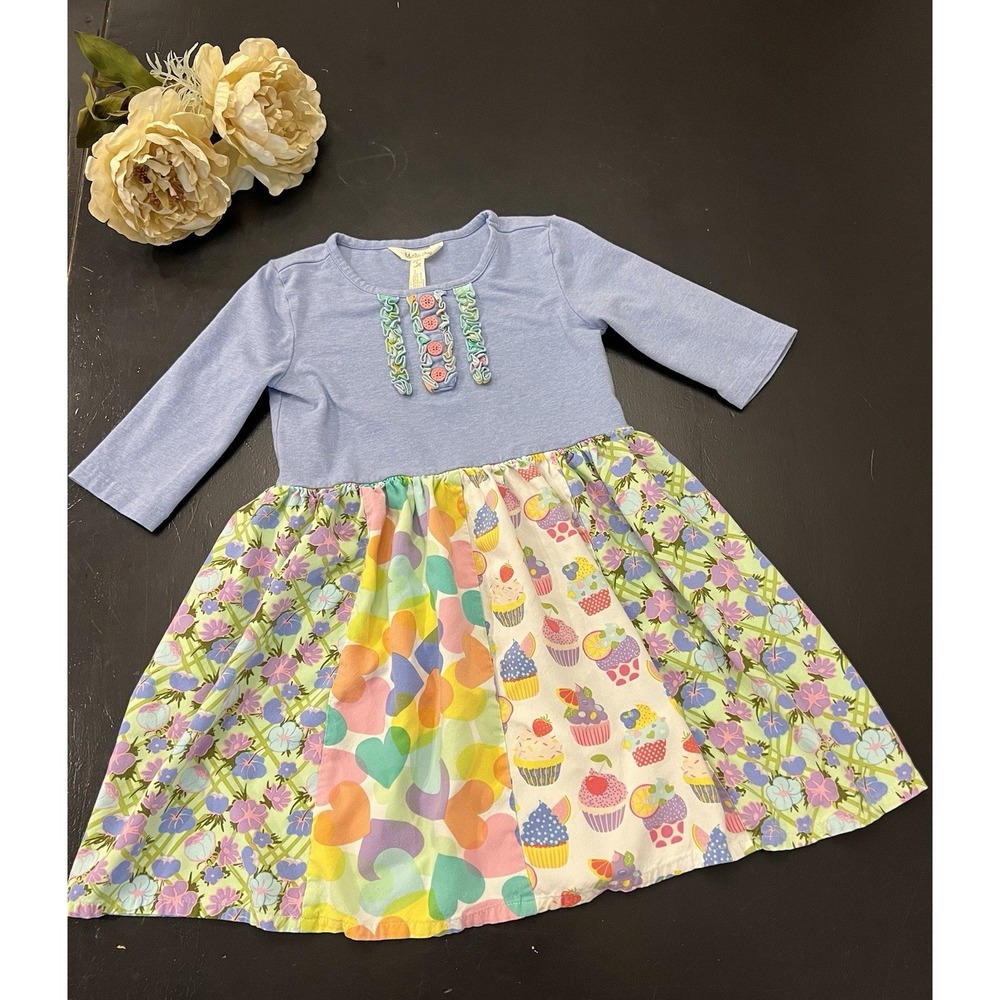 MATILDA JANE Lets go together Let's Talk Colorful Mixed Print Dress size 6